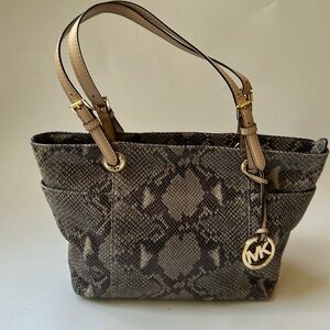 Michael Kors Womens Python Jet Exotic Shoulder Bag Purse